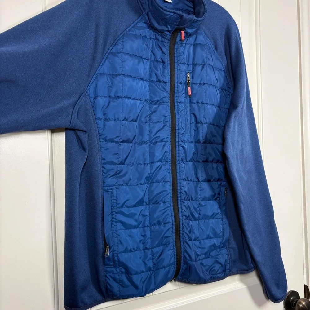 Orvis Blue Men's Hybrid Puffer Fleece Full Zip Jacket XL Quilted Outdoor Layer